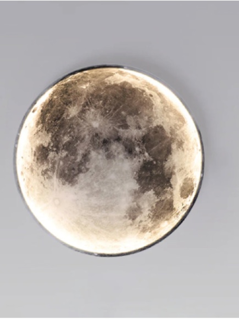 Full Moon Wall Art Light - Cream and Gray Moon Decor